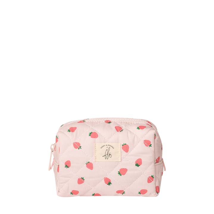 Quilted Cosmetic Case Mini Strawberry Print