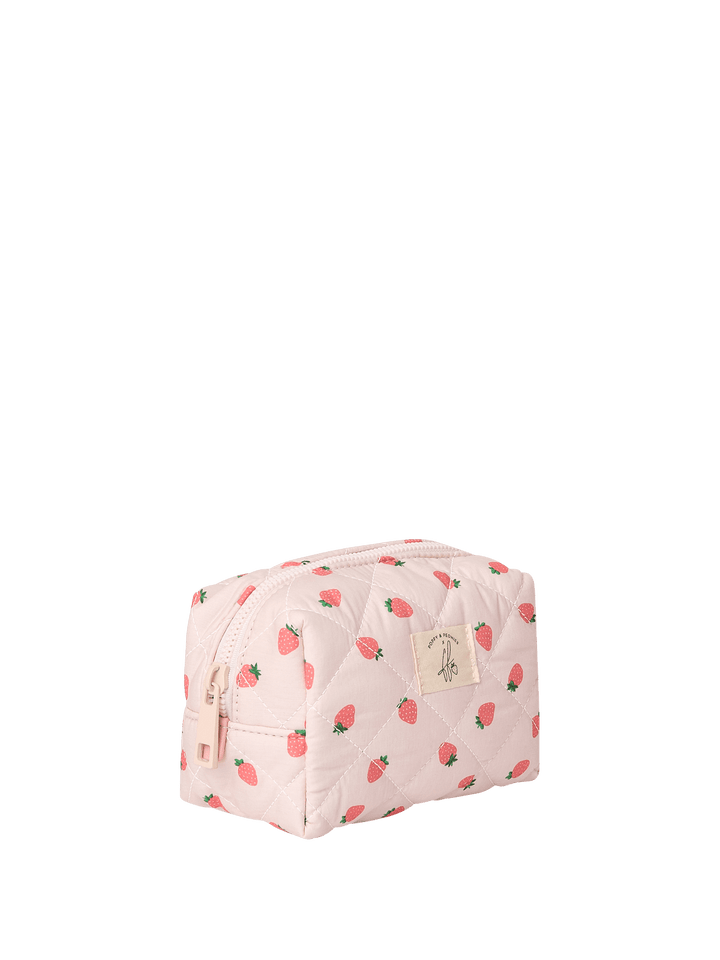 Quilted Cosmetic Case Mini Strawberry Print