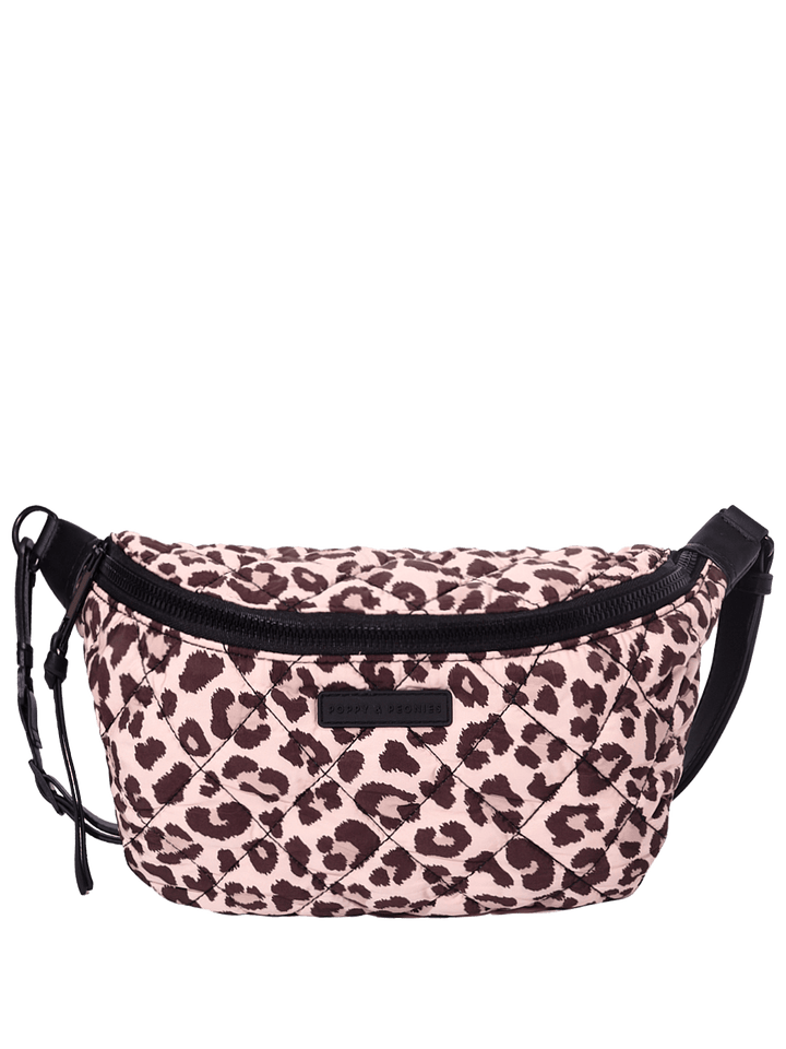 Leopard print crossbody bag with black strap