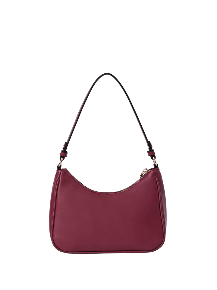Berry coloured vegan leather shoulder bag