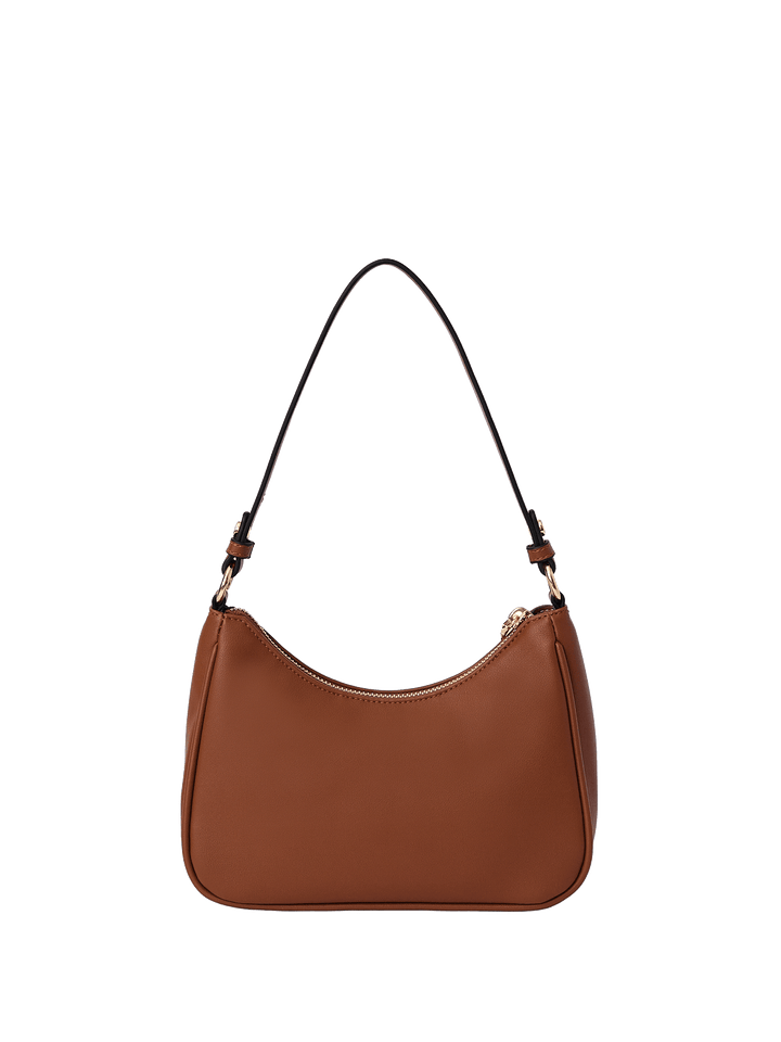 Brown vegan leather shoulder bag 