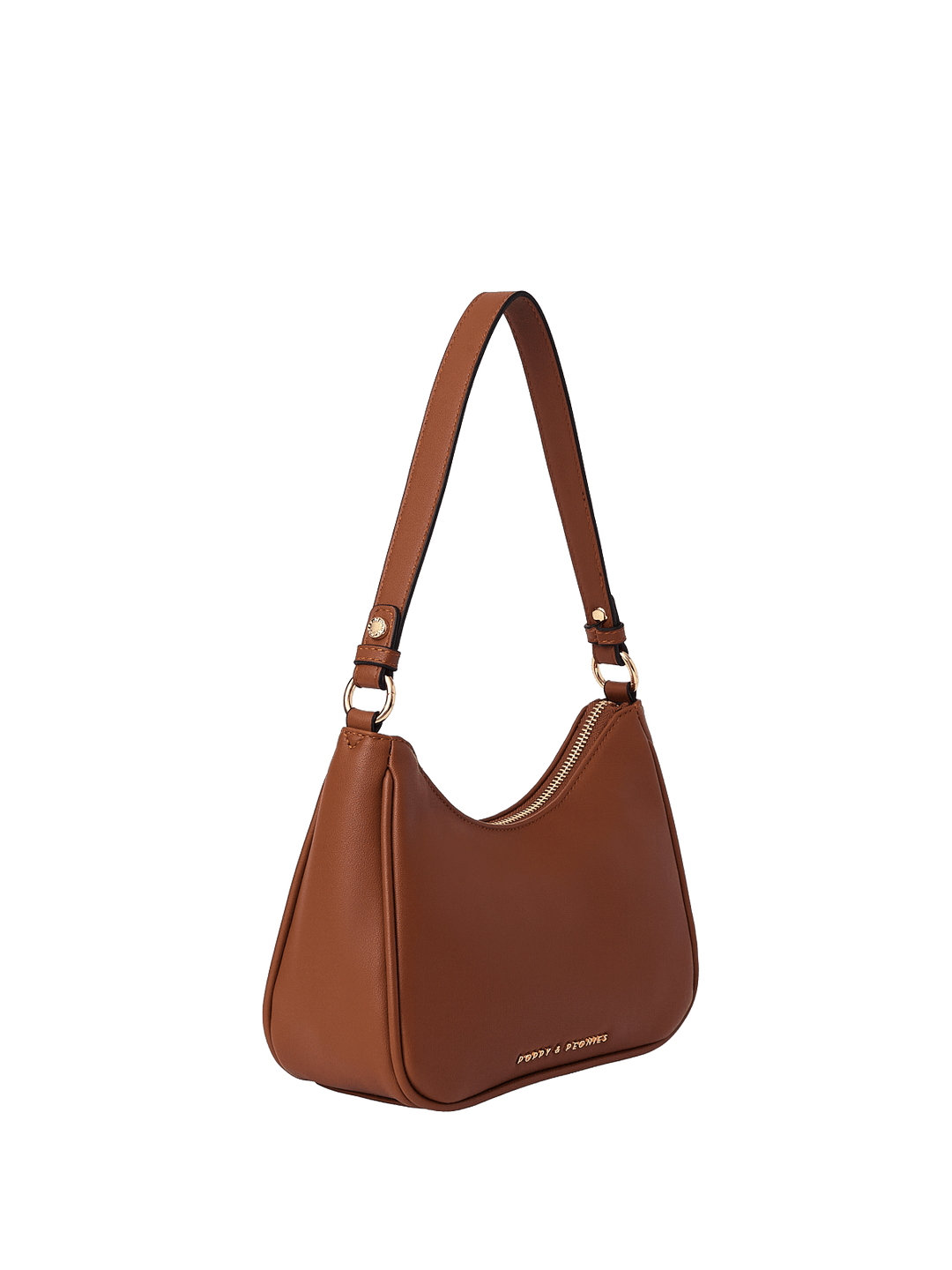 Brown vegan leather shoulder bag