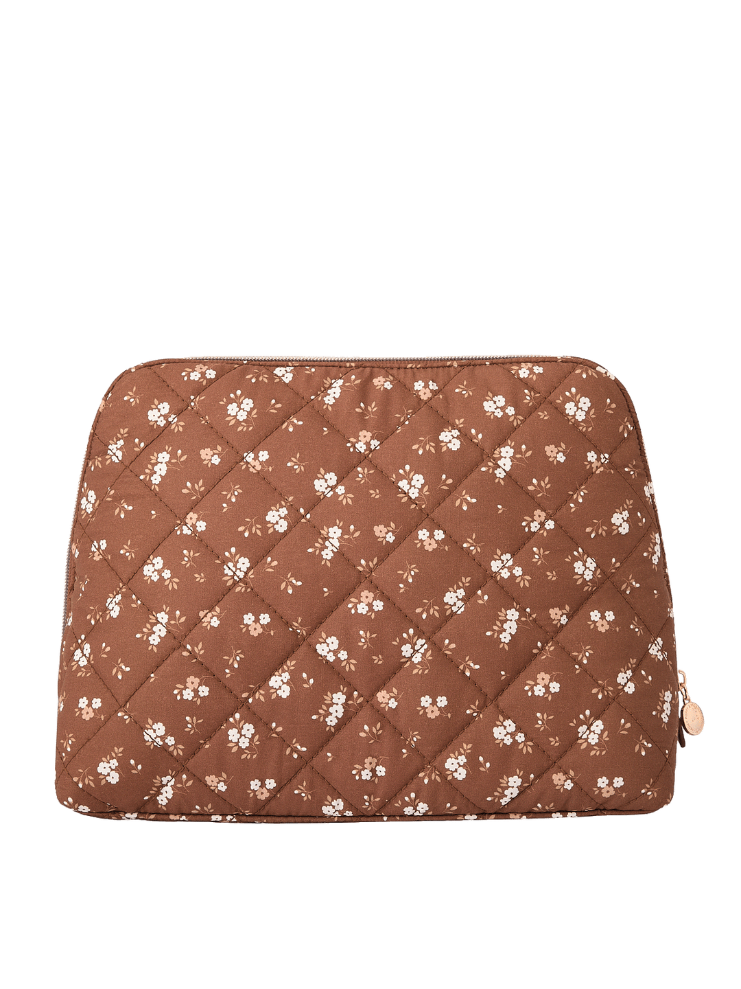 Back view of the Sitting Pretty Cosmetic Case in Brown Floral