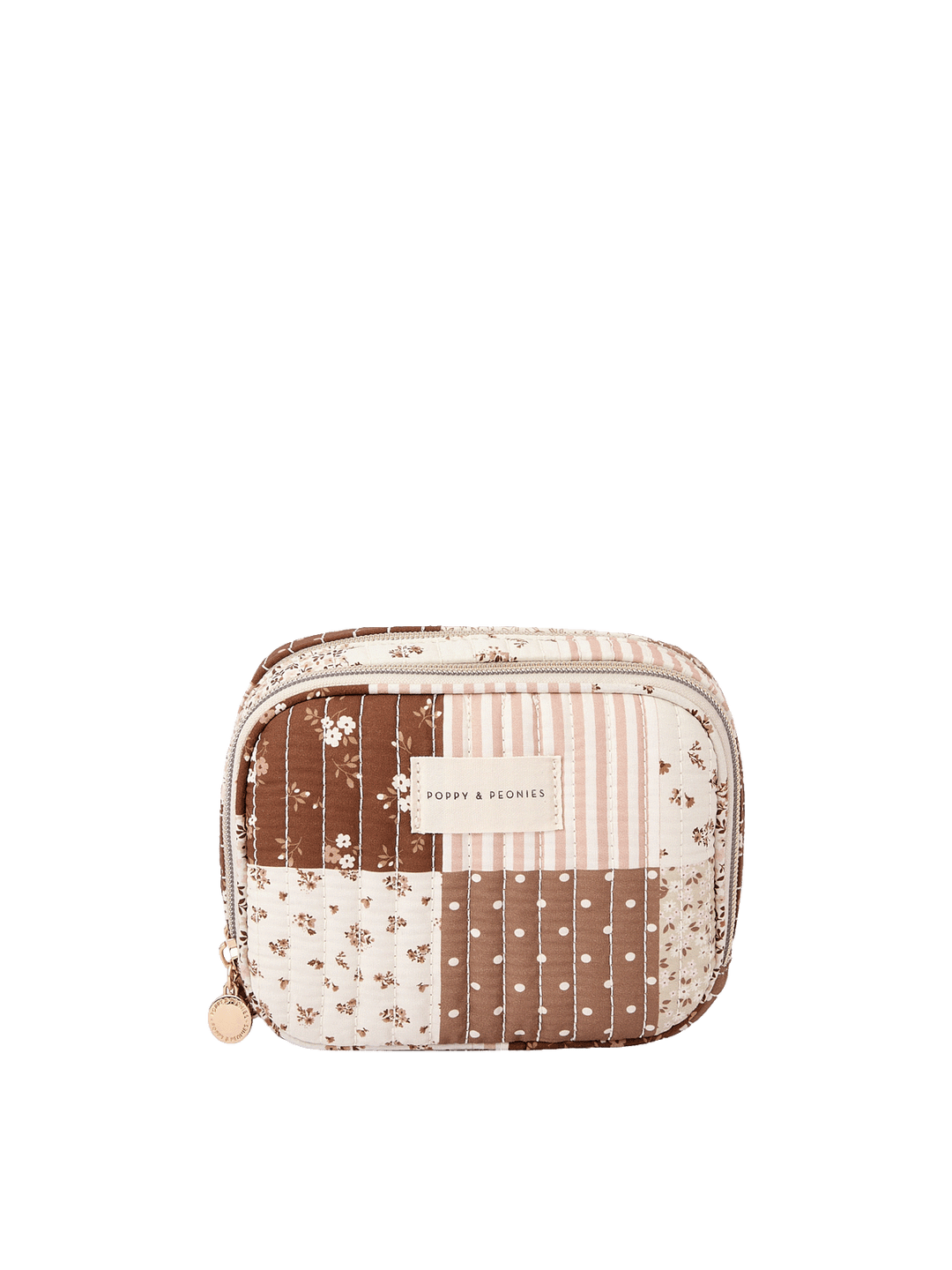 Pretty Connected Case in Brown Patchwork with dual zip compartments