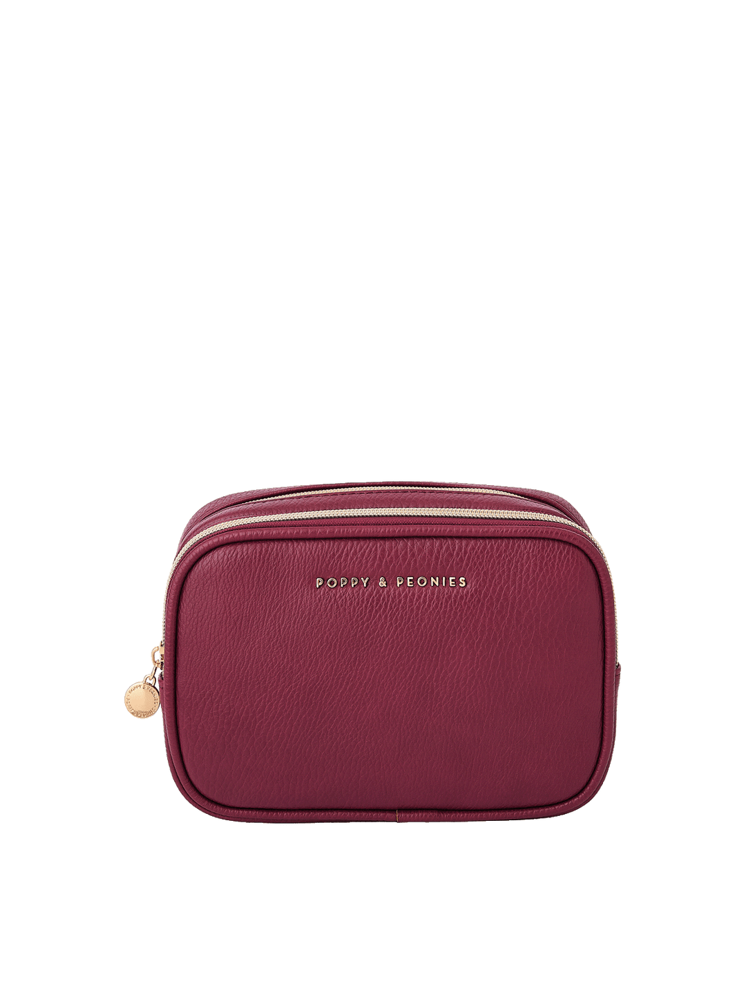 The Split Organizer in Berry with dual zip compartments
