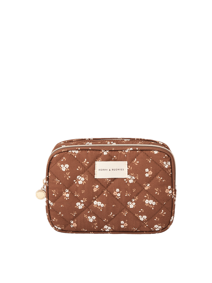 The Split Organizer in Brown Floral with dual zip compartments