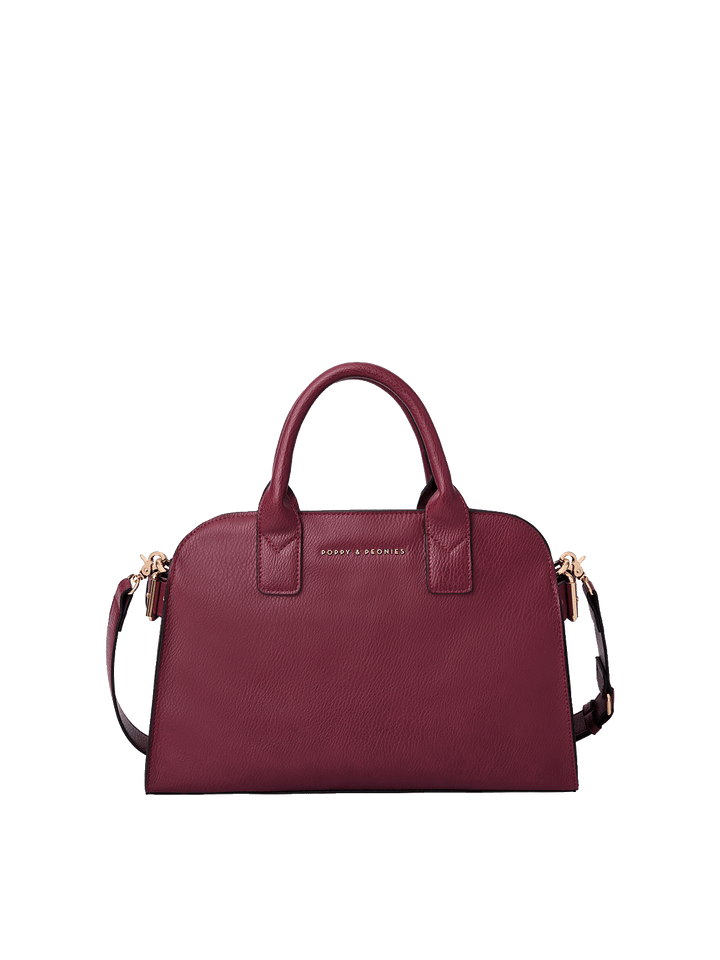 Mini Uptown Tote in Berry with removable crossbody strap