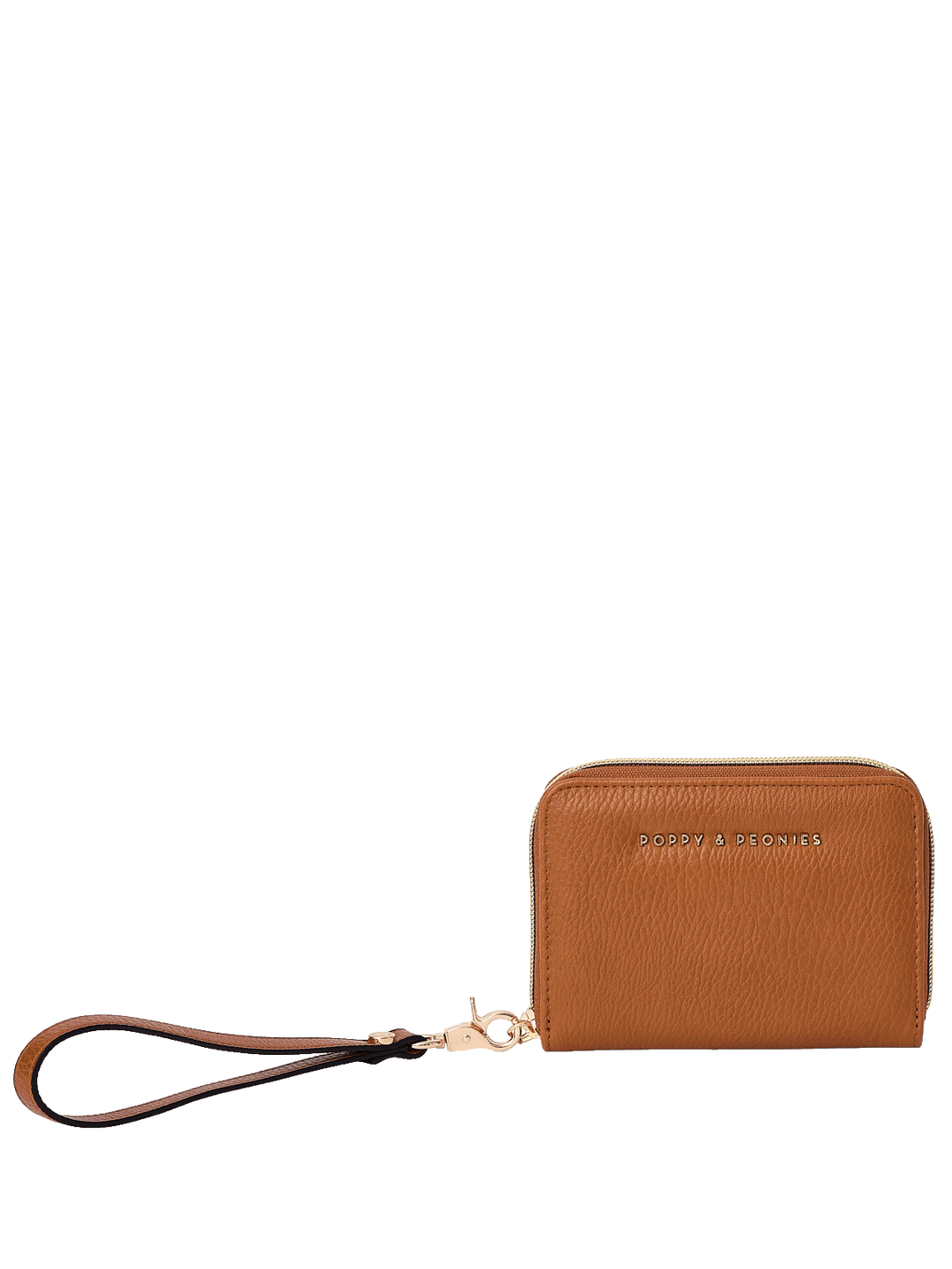 The Grab and Go Wallet in Cognac with removable wristlet strap