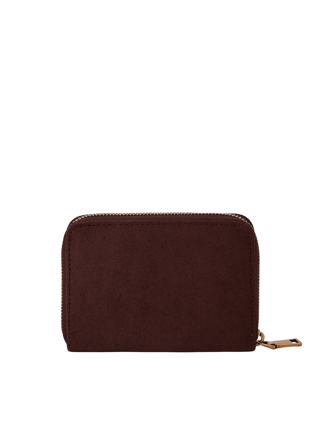 Poppy & Peonies The Grab and Go Wallet in Espresso Suede back view, featuring a compact zip-around design and soft suede exterior.