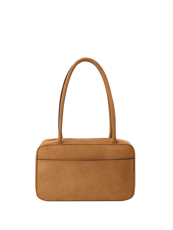 Brown vegan suede shoulder bag