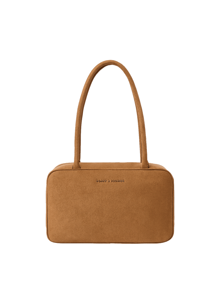 Brown vegan suede bowler satchel