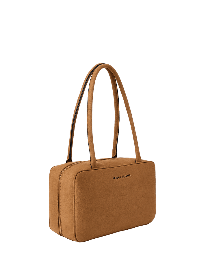 Brown vegan suede shoulder bag