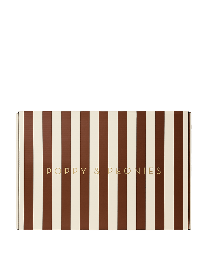 Cream and brown striped gift box