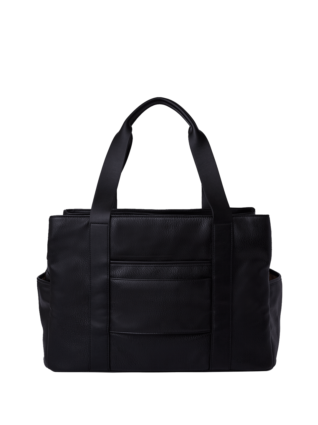 Back view of Mini Voyager tote in Black with trolley sleeve