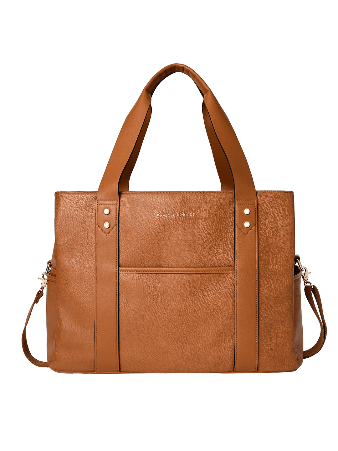 Brown vegan leather tote bag