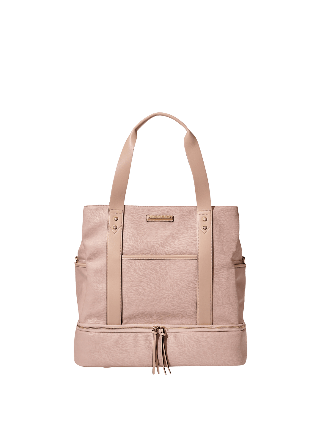 Blush coloured vegan leather travel bag 