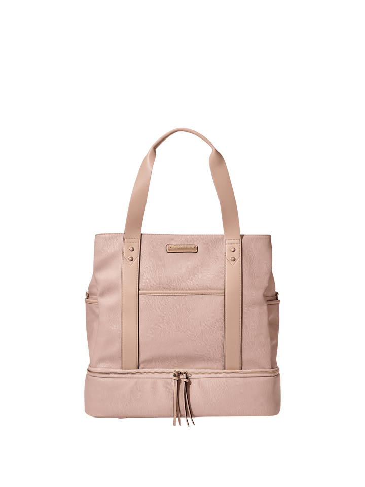 Blush coloured vegan leather travel bag 
