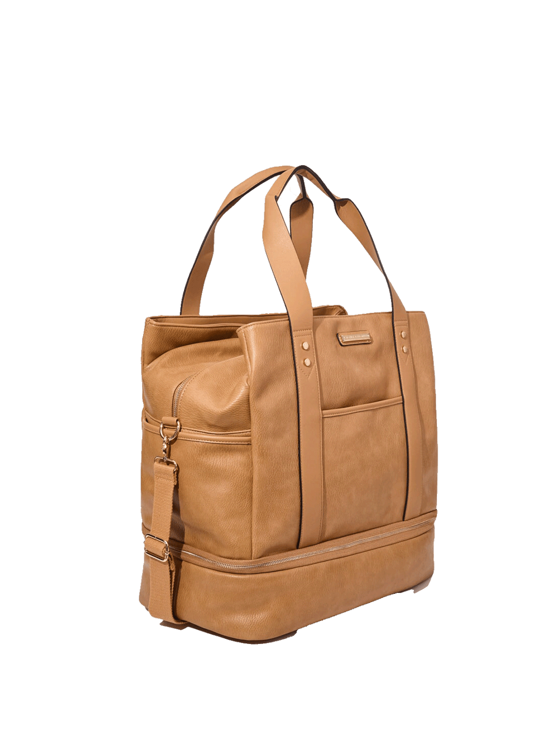Tan vegan leather travel bag