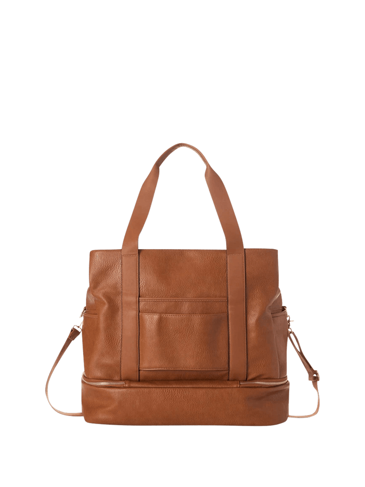 Brown vegan leather travel bag 