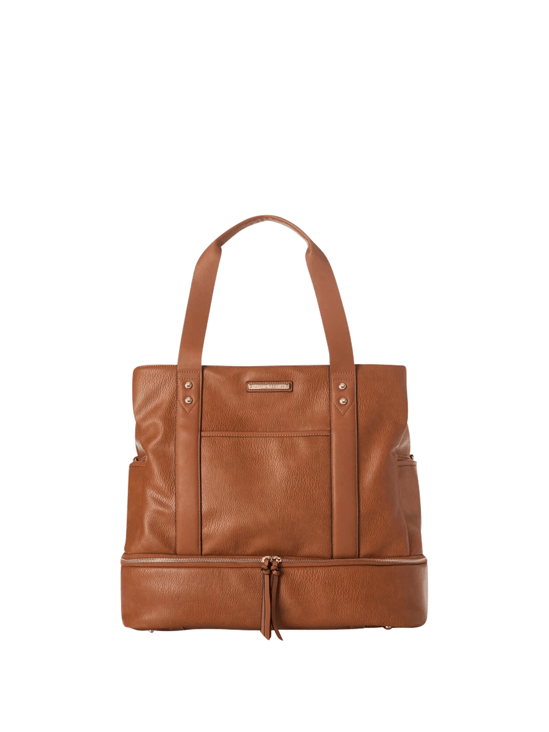 Brown vegan leather travel bag 