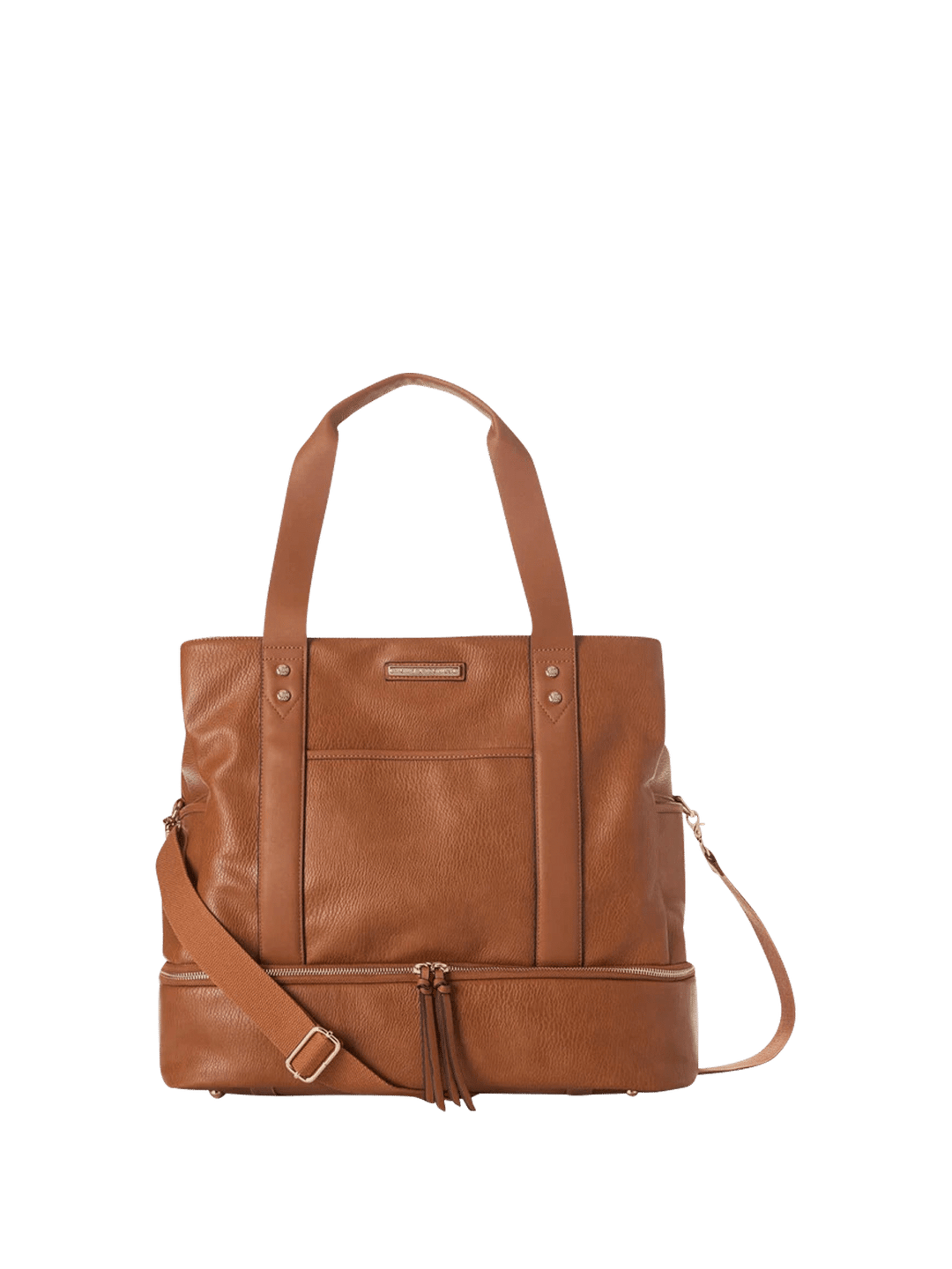 Brown vegan leather travel bag 