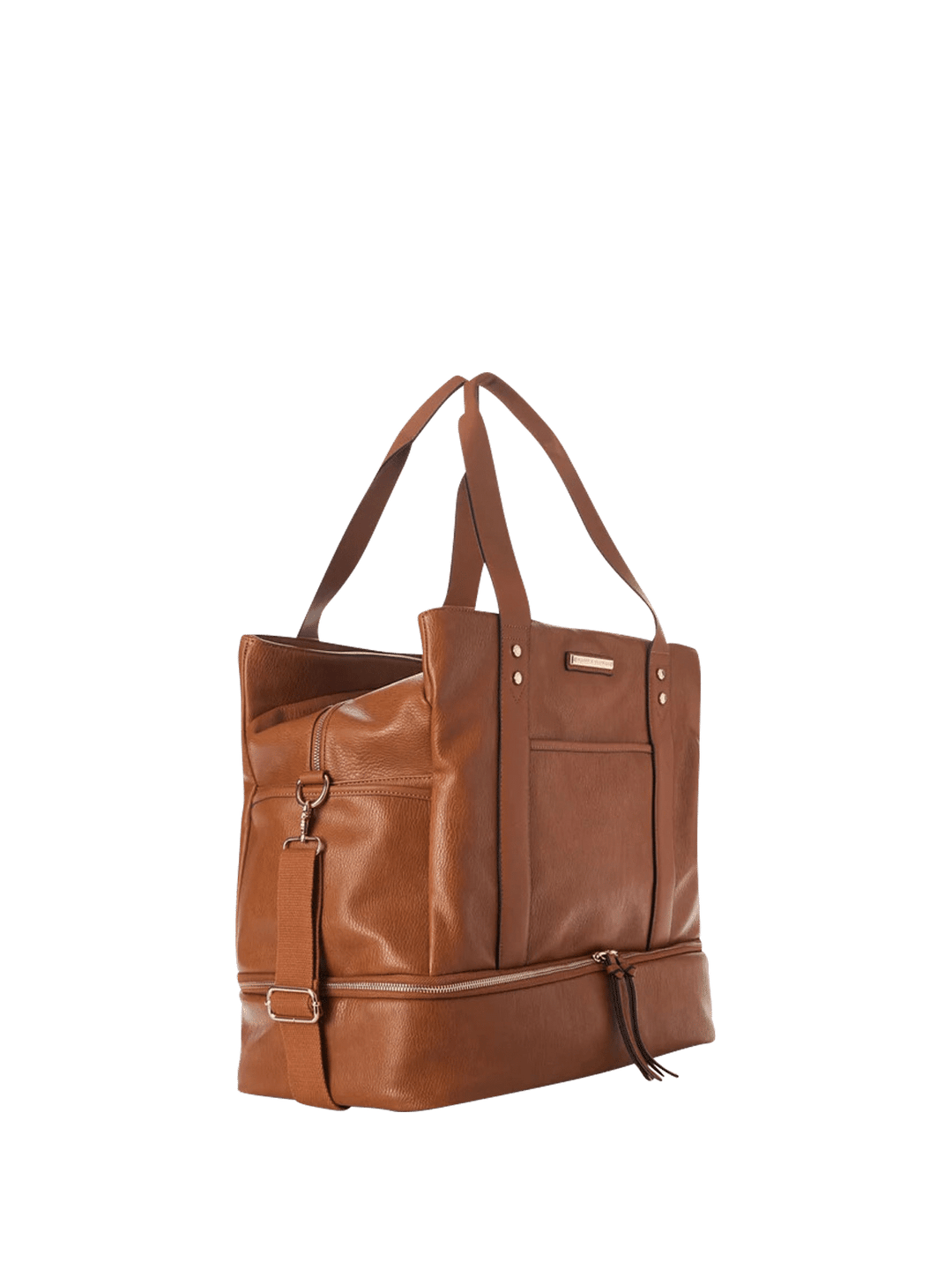 Brown vegan leather travel bag 