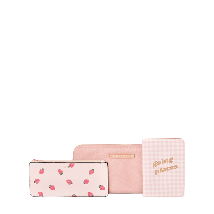 Wanderlust Travel Wallet Strawberry Print
