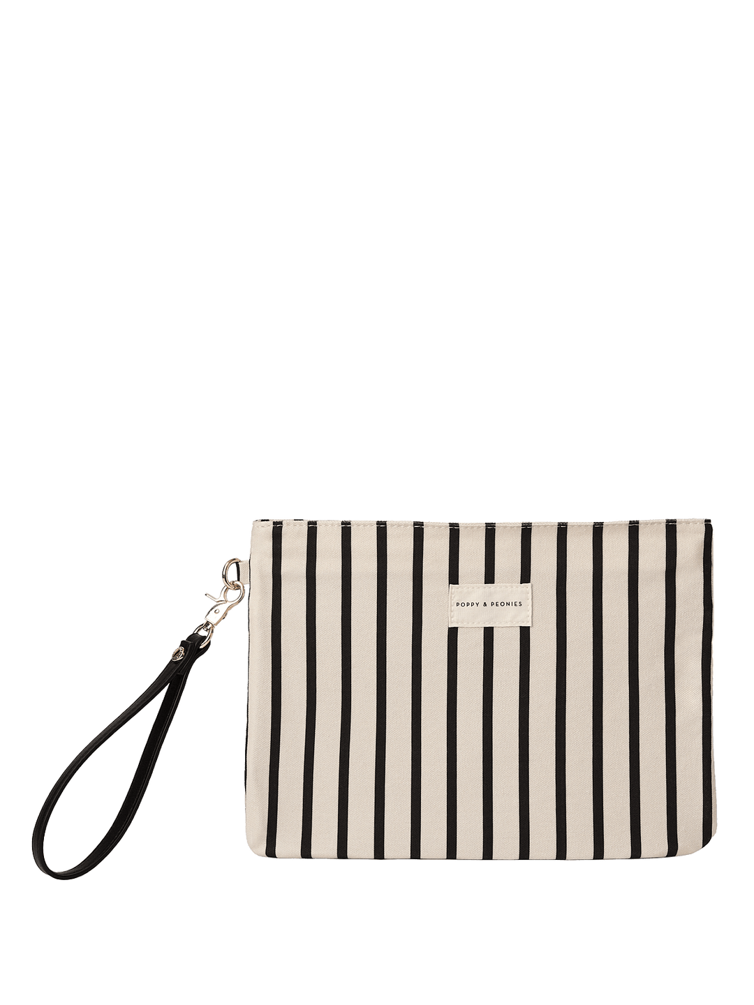 Black and white stripe dry bag with black wristlet