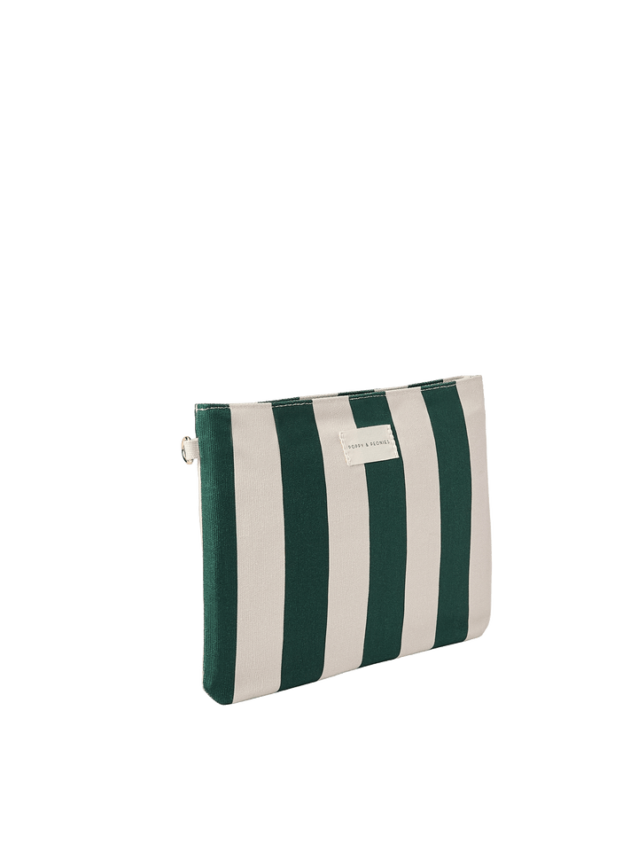 Green and white striped wet bag