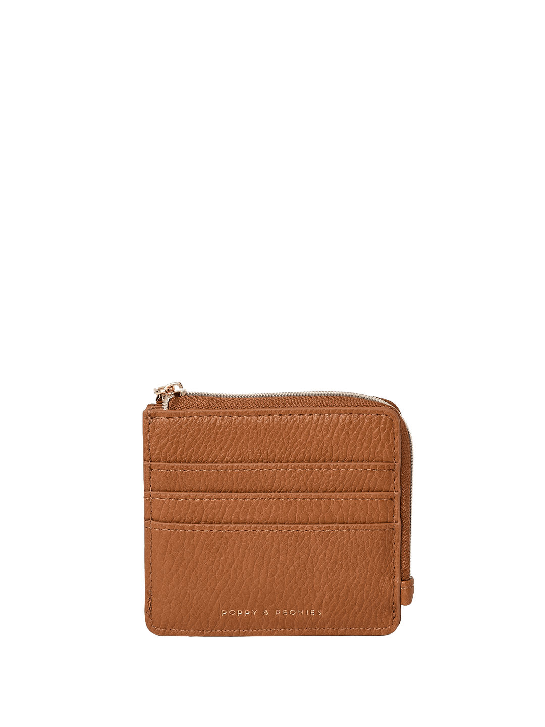 Brown wallet with a zipper on a transparent background