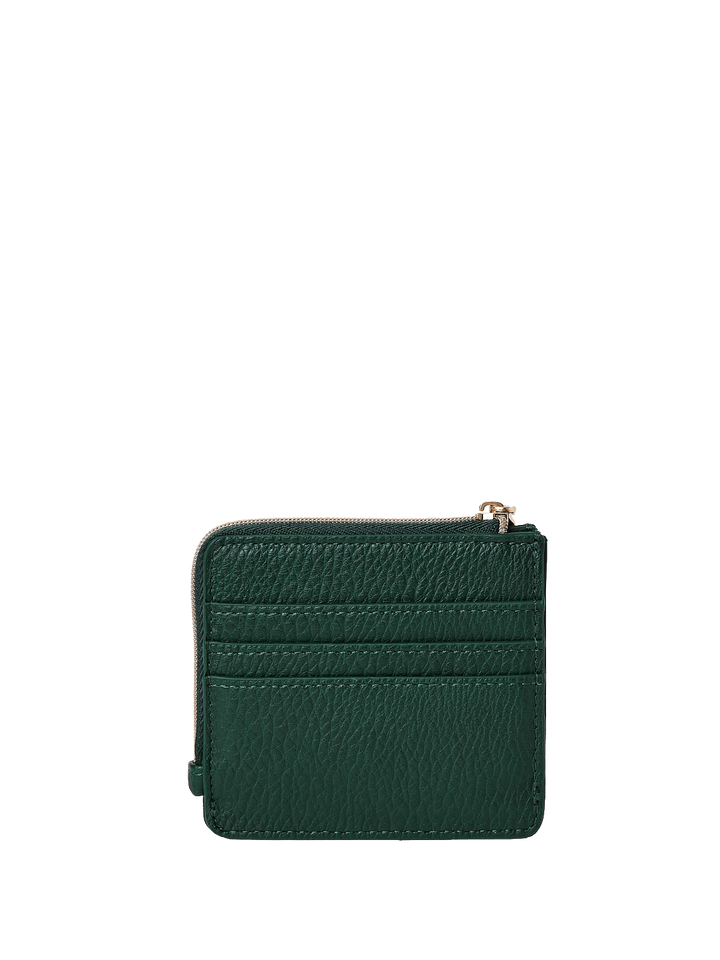 Green wallet with a zipper on a transparent background