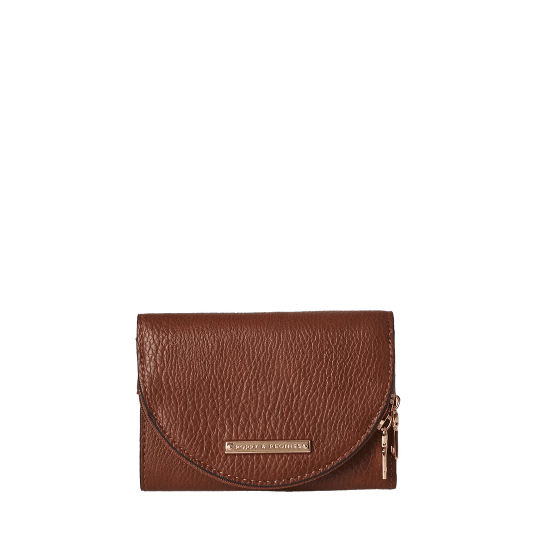 Brown vegan leather wallet on a transparent background