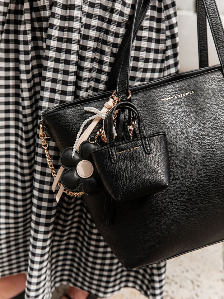 Micro Tote Bag Charm Black