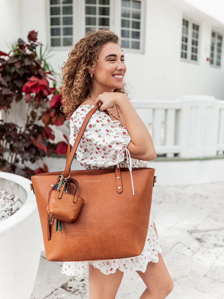 Micro Tote Bag Charm Cognac