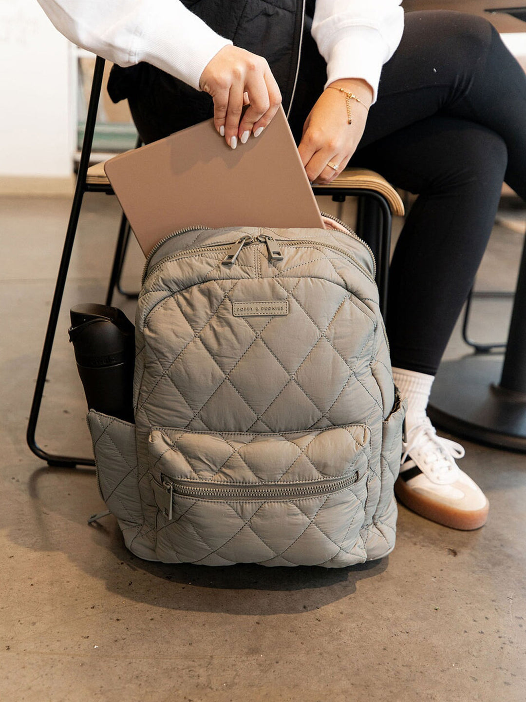 Quilted Brooklyn Backpack grey